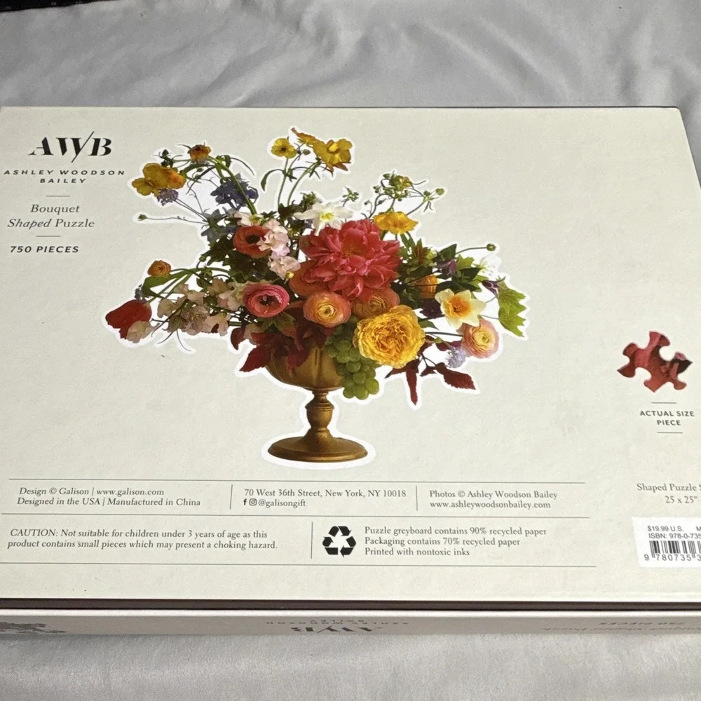 Galison AWB Ashley Woodson Bailey Bouquet Shaped 750 Piece Jigsaw Puzzle